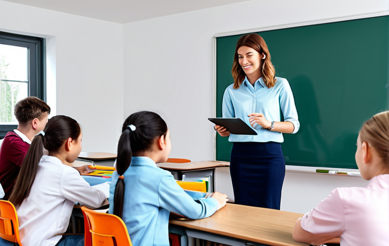 TESOL 관련 논문 작성 주제 - AI in the Classroom**
"A diverse group of fully clothed students engaged in a lively English lesson...