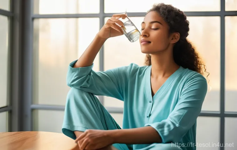 TESOL 강사로서의 감정 관리 기술 - **Prompt:** A mid-30s female teacher, professionally dressed in a smart blazer and blouse, sits at a...