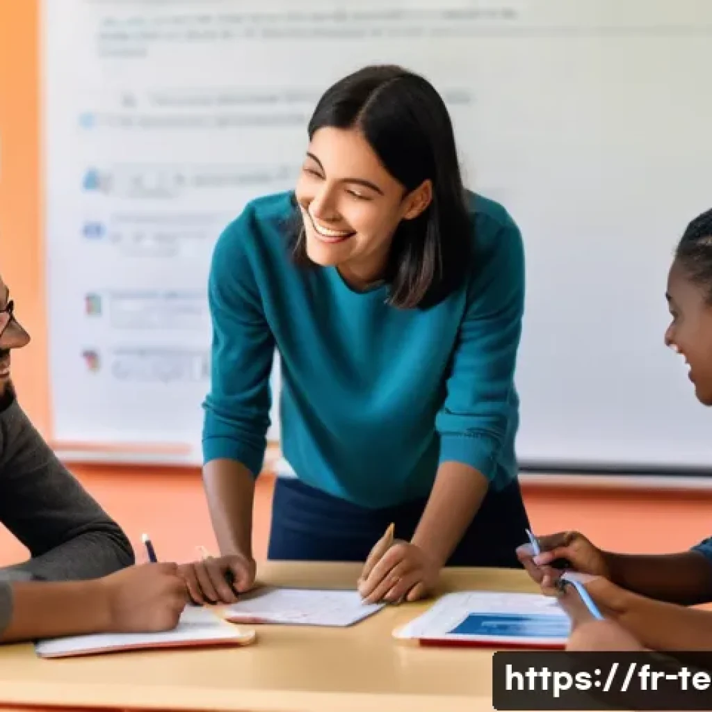TESOL 강사의 도전 과제 - A diverse classroom scene in a modern French language school, showing students of various cultural b...