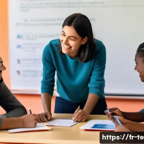 TESOL 강사의 도전 과제 - A diverse classroom scene in a modern French language school, showing students of various cultural b...