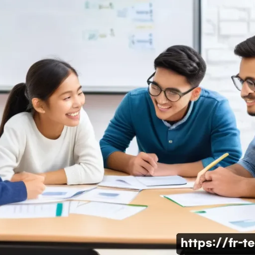 TESOL 강사가 겪는 일반적인 문제 - A diverse TESOL classroom scene showing students from various cultural backgrounds actively engaged ...