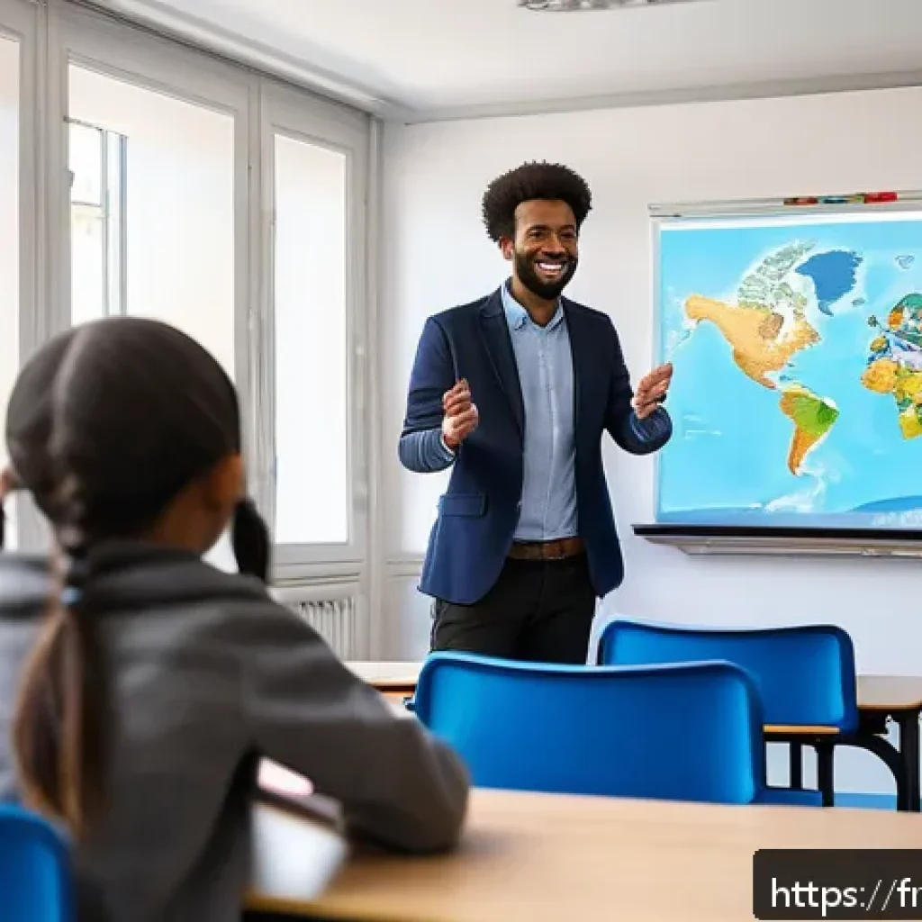 TESOL 자격증으로 가능한 글로벌 기회 - A professional TESOL-certified teacher conducting an interactive English lesson in a modern internat...