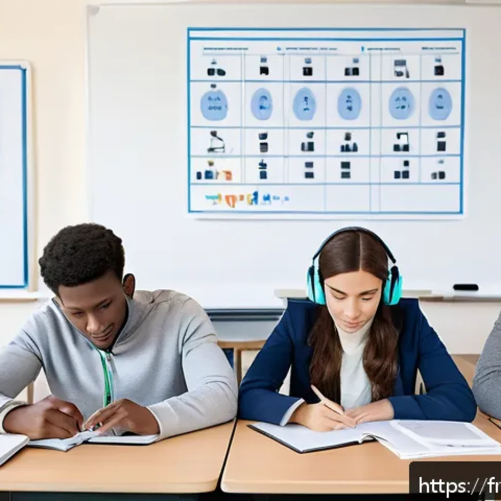 TESOL 강사가 알아야 할 언어학 지식 - A modern TESOL classroom scene featuring a diverse group of adult learners from various ethnic backg...